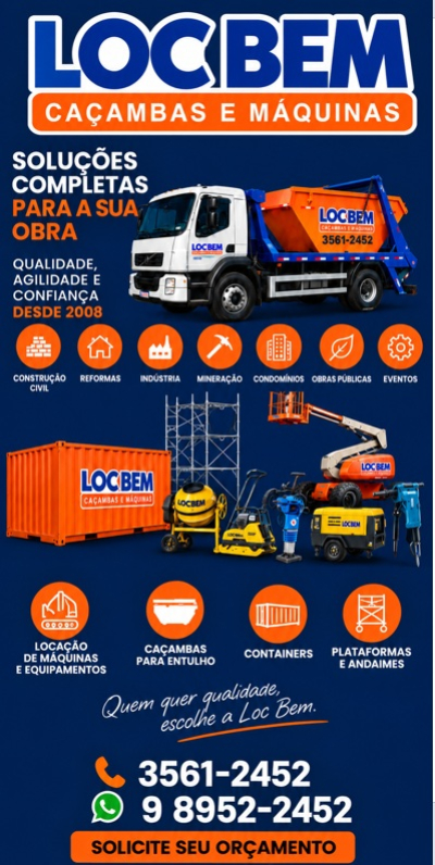 LOC BEM CAÇAMBAS E MÁQUINAS Itabirito MG